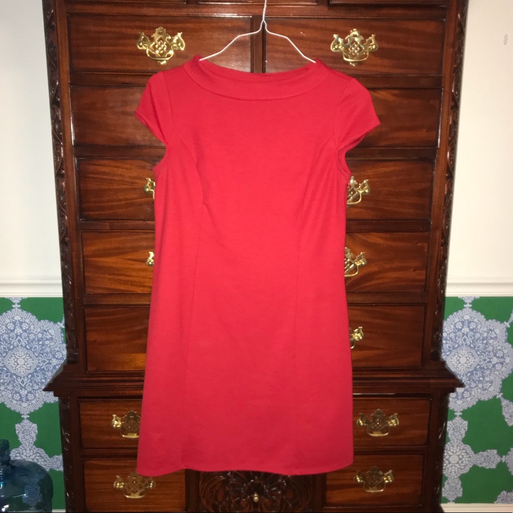 LOFT red funnel neck dress 4